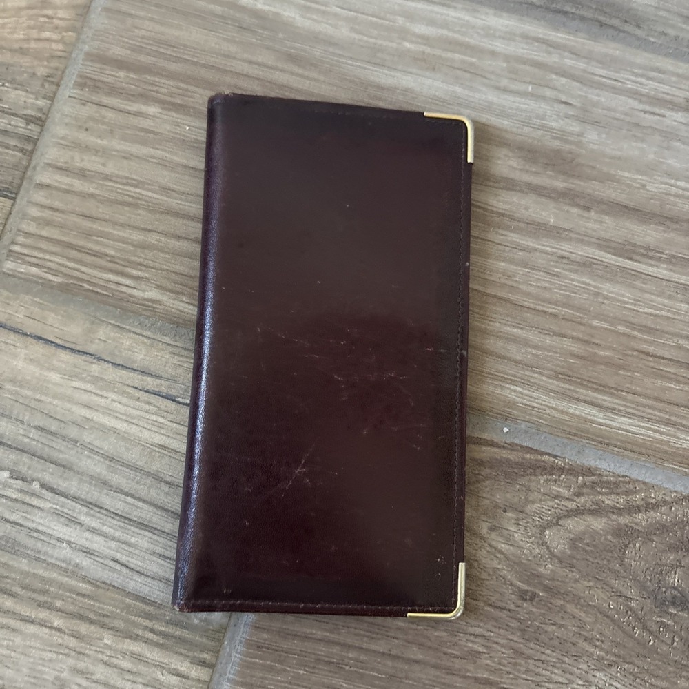 Vintage Brown Leather Long‎ Wallet Checkbook